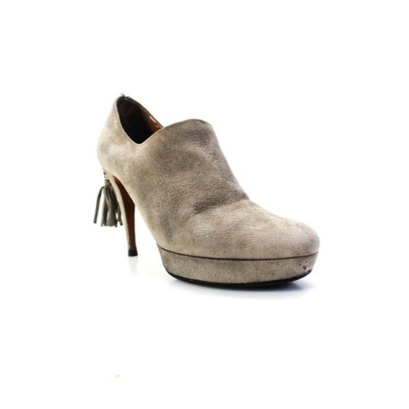 Gucci Taupe Grey Suede Leather Tassel Bootie - Picture 1 of 5